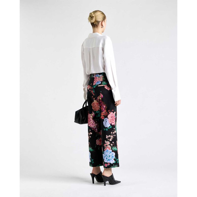 Cue Black Peacock Garden Faille Wide Leg Pant image number 1